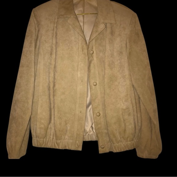 Olympic Fashions Ultrasuede Tan Bomber Jacket Men’s Size XL Vintage Style - Picture 8 of 16